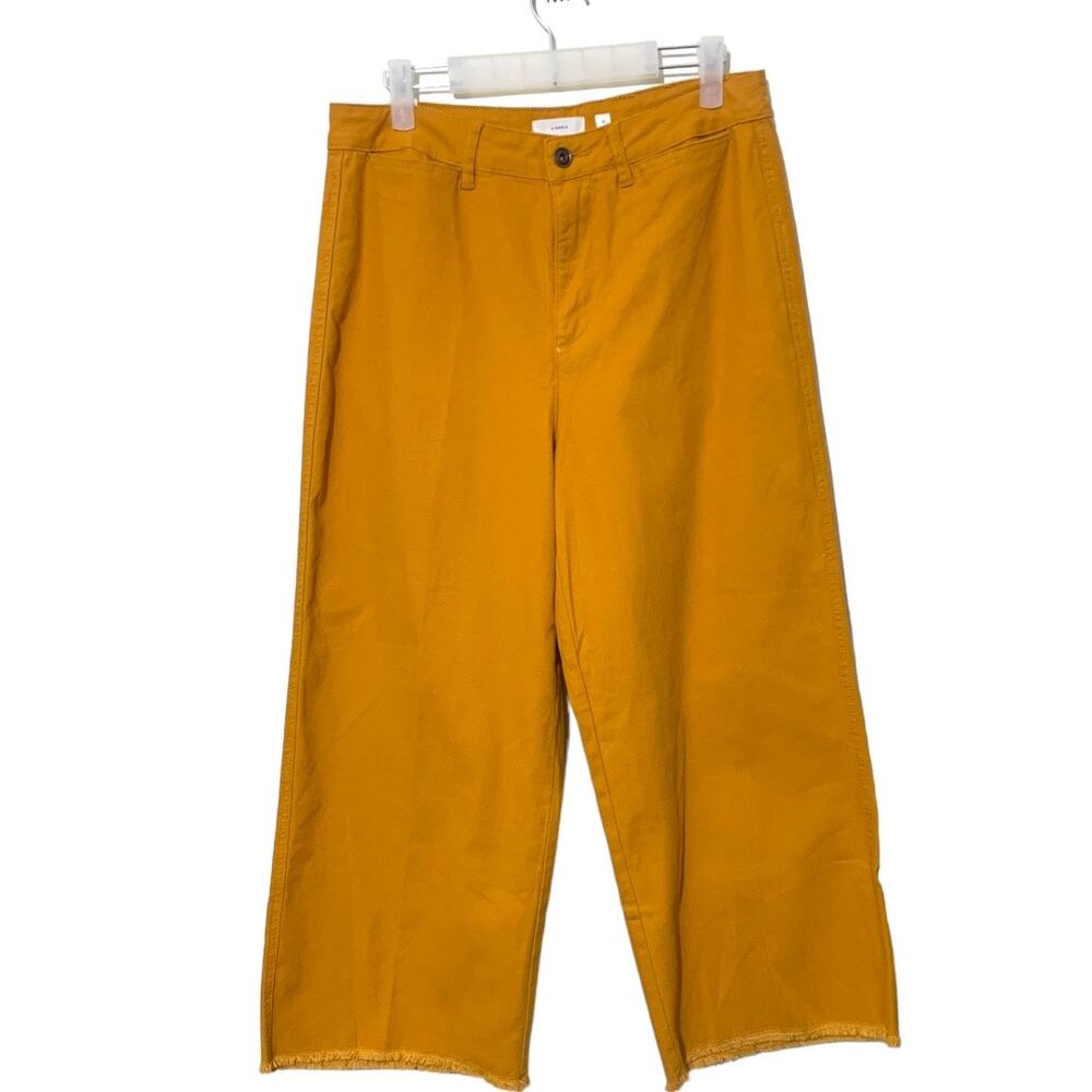 A Loves A Wide Leg Raw‎ Hem Ankle Cropped Pants Mustard Yellow sz 32 NWOT